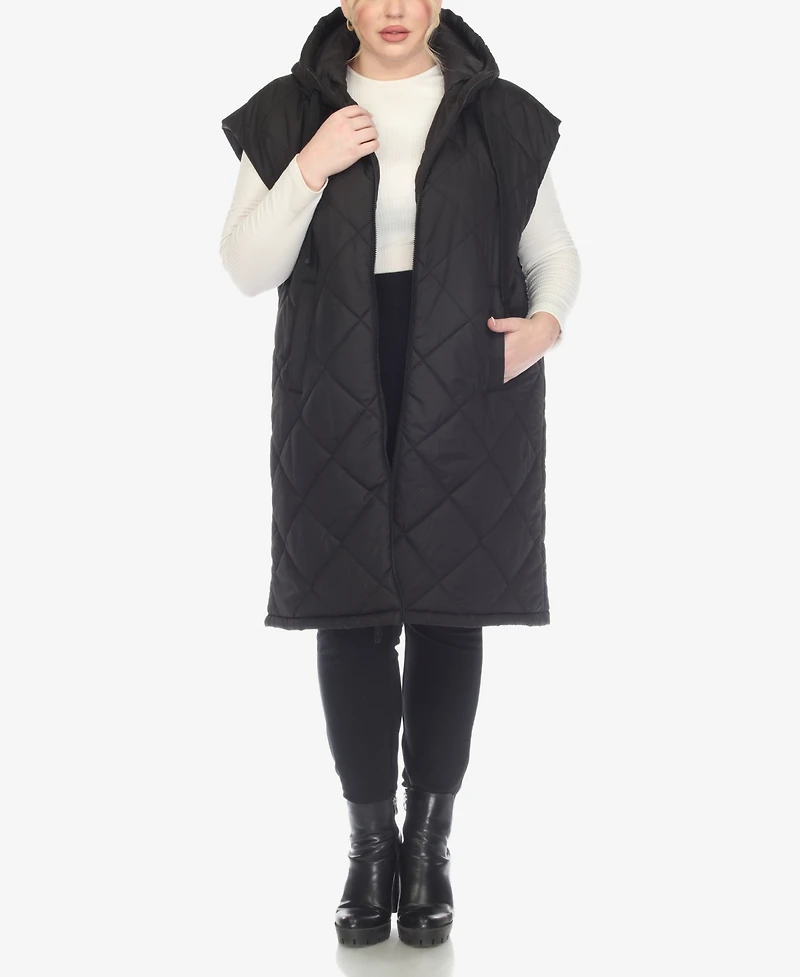 White Mark Plus Diamond Quilted Hooded Puffer Vest