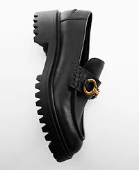 Mango Women's Track Sole Leather Moccasins