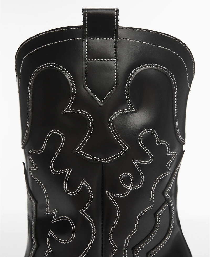 Mango Women's Cowboy Leather Ankle Boots