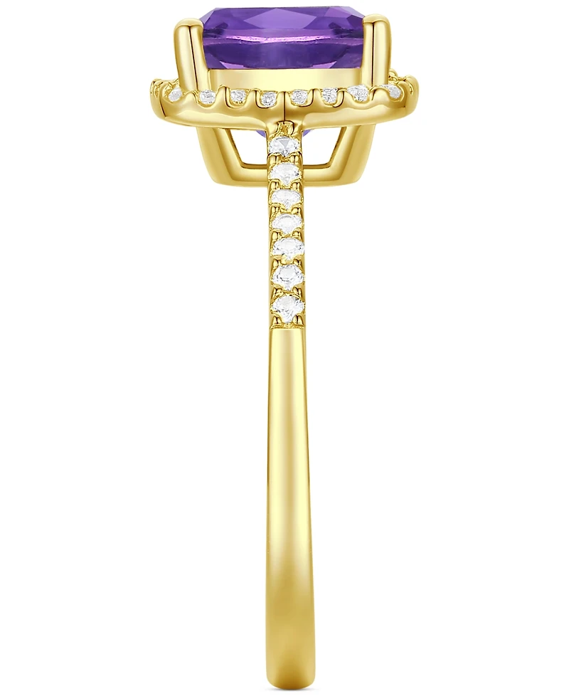Ruby (2-1/2 ct. t.w.) & Lab-Grown White Sapphire (1/4 Halo Ring 14k Gold-Plated Sterling Silver (Also Additional Gemstones)
