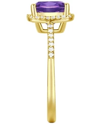 Ruby (2-1/2 ct. t.w.) & Lab-Grown White Sapphire (1/4 Halo Ring 14k Gold-Plated Sterling Silver (Also Additional Gemstones)