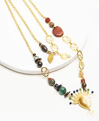 Nectar Nectar New York 18k Gold-Plated Chezerah Two-Row Gemstone Statement 32" Necklace