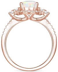 Amethyst (1-1/2 ct. t.w.) & Lab-Grown White Sapphire (1/2 ct. t.w.) Halo Statement Ring in 14k Gold-Plated Sterling Silver