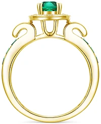 Lab-Grown Emerald (7/8 ct. t.w.) & White Sapphire (1/3 Statement Ring 14k Gold-Plated Sterling Silver (Also Additional Gemst