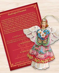 Designocracy Holiday Wooden Ornaments Angel of Love Home Decor Set of 2 G. DeBrekht