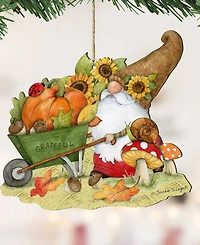 Designocracy Holiday Wooden Ornaments Grateful Harvest Gnome Home Decor Set of 2 S. Winget