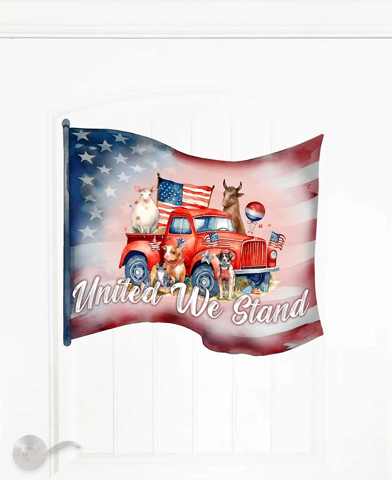 Designocracy Holiday Door Decor Wooden Welcome Sign United We Stand G. DeBrekht