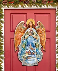 Designocracy Guardian Angel Christmas Door Hanger Wooden Door Decor G. DeBrekht
