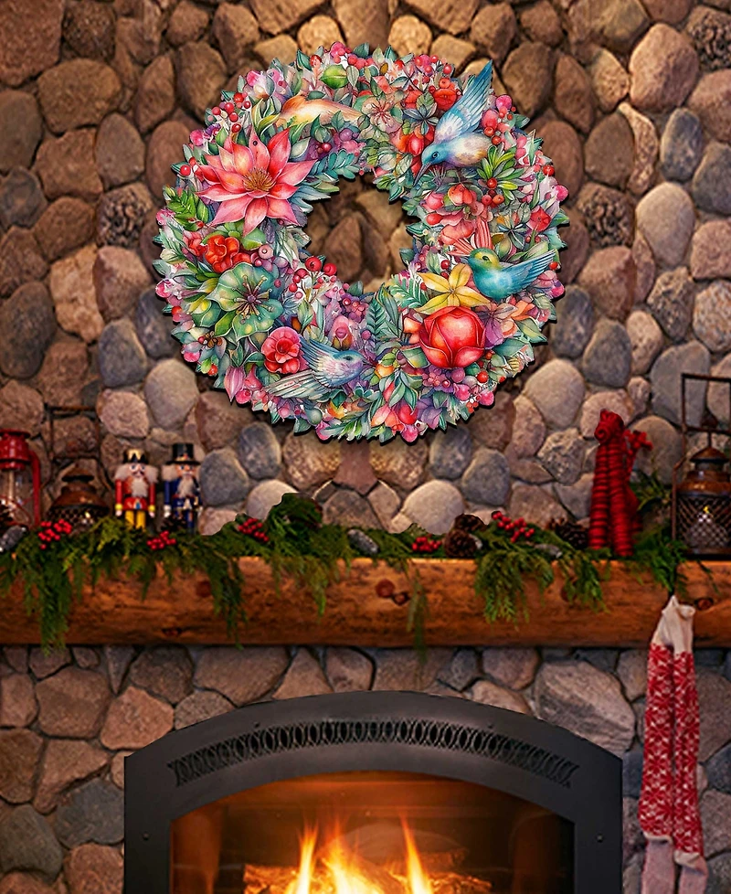 Designocracy Holiday Wooden Door Decor Wall Decor Summer Blooms Wreath G. DeBrekht