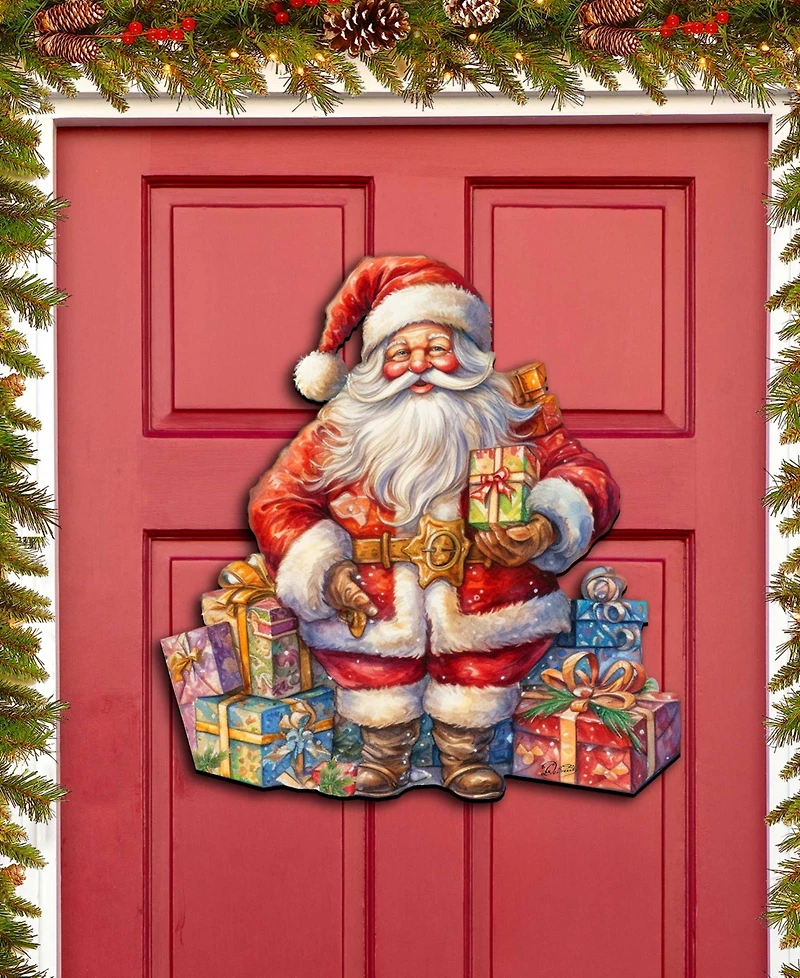 Designocracy The Joy of Giving Christmas Wooden Door Decor Wall Decor G. DeBrekht