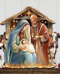 Designocracy Born Under Bright Star Nativity Christmas Wooden Door Decor G. DeBrekht