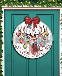 Designocracy Welcome Christmas Wooden Door Decor Welcome Sign Hanging Decoration G. DeBrekht