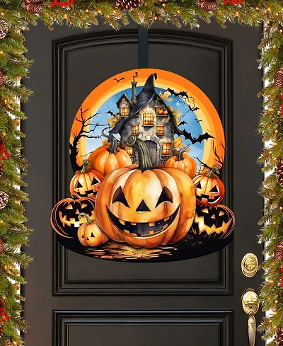 Designocracy Holiday Door Decor Wooden Wall Decor Haunted House G. DeBrekht