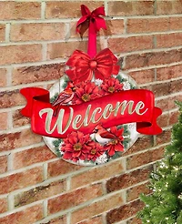 Designocracy Christmas Wreath Christmas Wooden Door Decor Welcome Sign G. DeBrekht