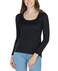 24seven Comfort Apparel Women's Long Sleeve Scoop Neck Top