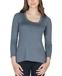 24seven Comfort Apparel Women's Long Sleeve Scoop Neck Top