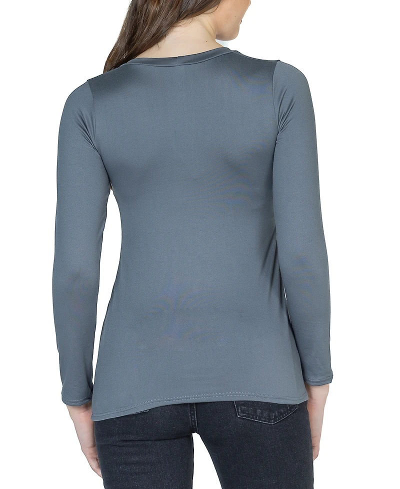 24seven Comfort Apparel Women's Long Sleeve Scoop Neck Top