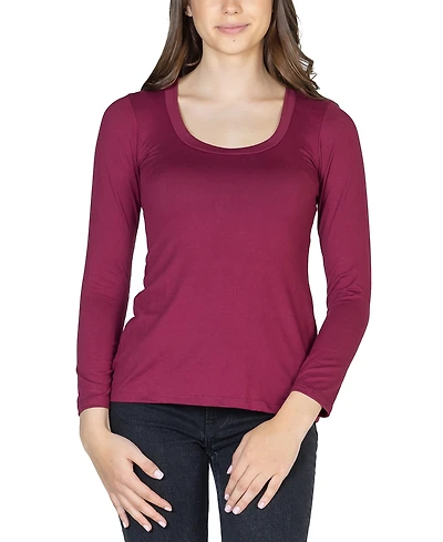 24seven Comfort Apparel Women's Long Sleeve Scoop Neck Top
