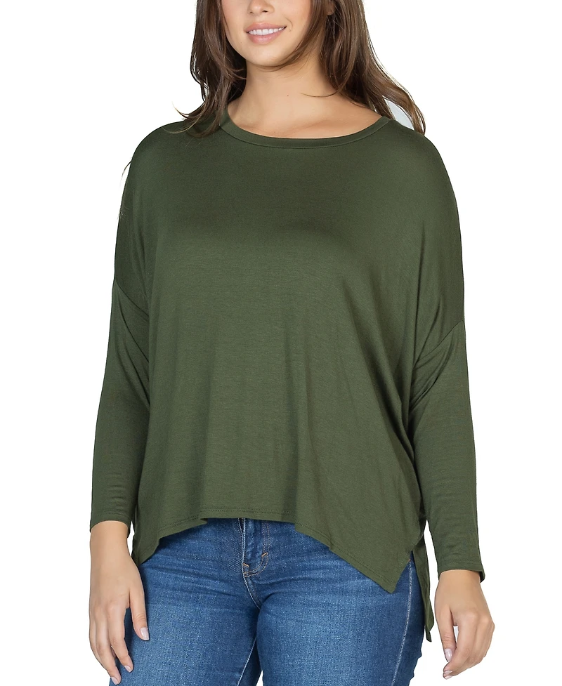24seven Comfort Apparel Women's Long Sleeve Oversized Dolman Top