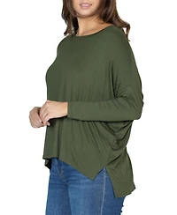 24seven Comfort Apparel Women's Long Sleeve Oversized Dolman Top