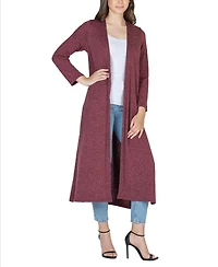 24seven Comfort Apparel Women's Long Duster Open Front Knit Cardigan Jacket