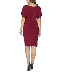 24seven Comfort Apparel Women's Short Sleeve V-neck Twist Front Dress