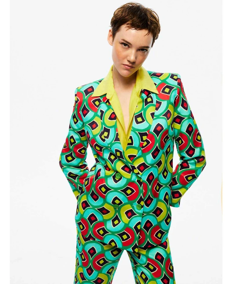 Nocturne Women's Double-Breasted Print Jacket