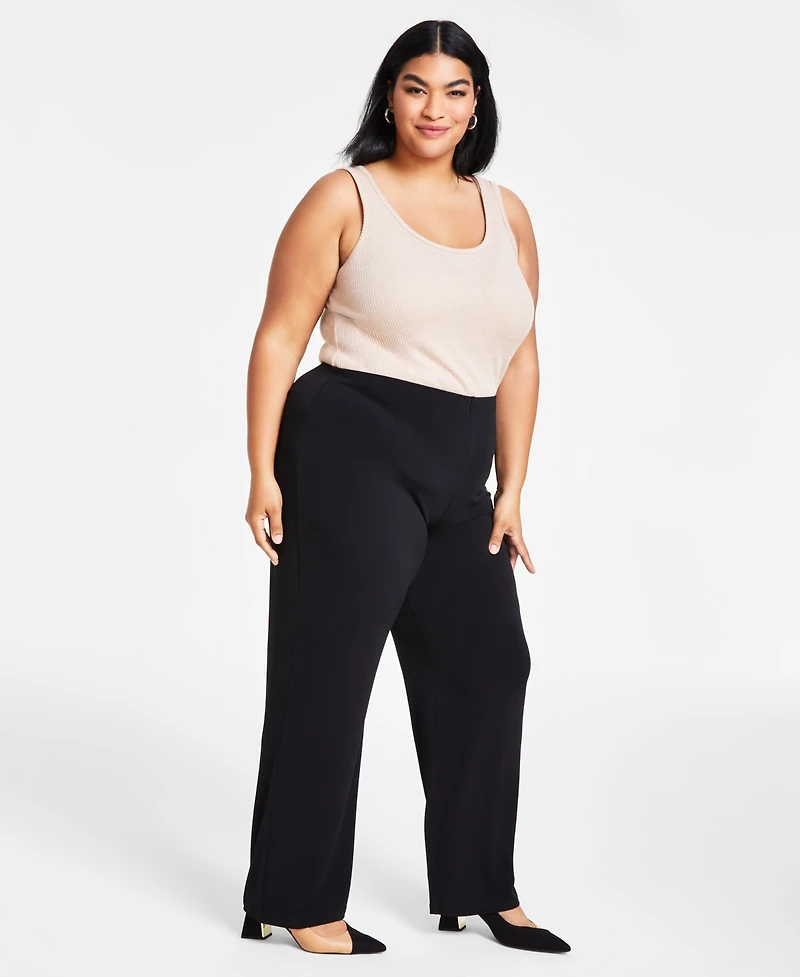 Jm Collection Plus and Petite Wide-Leg Pull-On Pants, Exclusively at Macy's