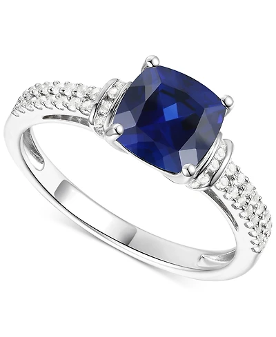 Amethyst (1-1/3 ct. t.w.) & Lab-Grown White Sapphire (1/4 Cushion Ring 14k Gold-Plated Sterling Silver (Also Additional Gemstones)