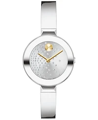 Movado Women's Bold Bangles Swiss Quartz Silver-Tone Stainless Steel Watch 28mm