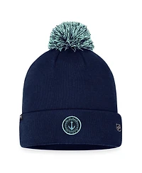 Men's Fanatics Deep Sea Blue Seattle Kraken 2023 Nhl Draft Cuffed Knit Hat with Pom