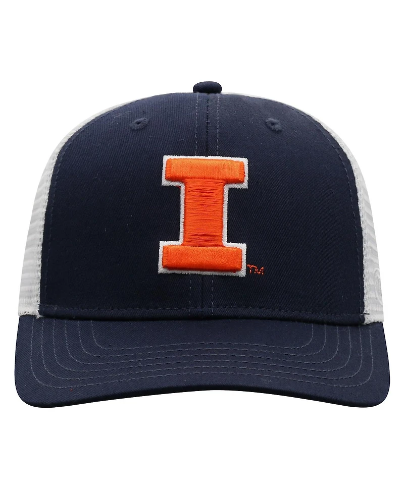 Men's Top of the World Navy, White Illinois Fighting Illini Trucker Snapback Hat
