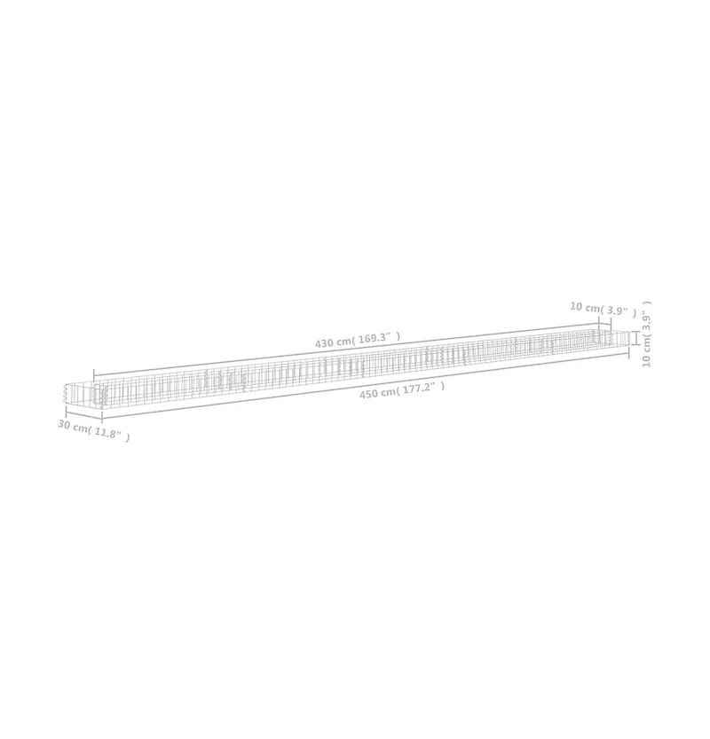 Gabion Raised Bed Galvanized Steel 177.2"x11.8"x3.9"