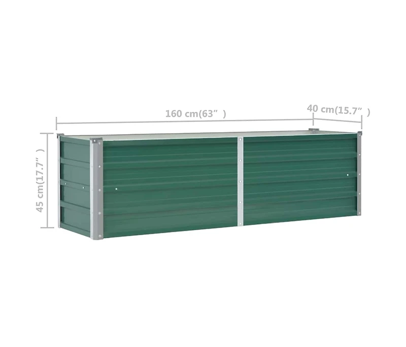 Garden Raised Bed Galvanized Steel 63"x15.7"x17.7" Green