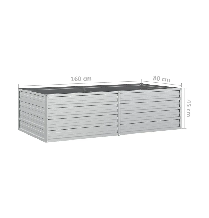 Garden Raised Bed 63"x31.5"x17.7" Galvanized Steel Silver