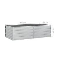 Garden Raised Bed 63"x31.5"x17.7" Galvanized Steel Silver