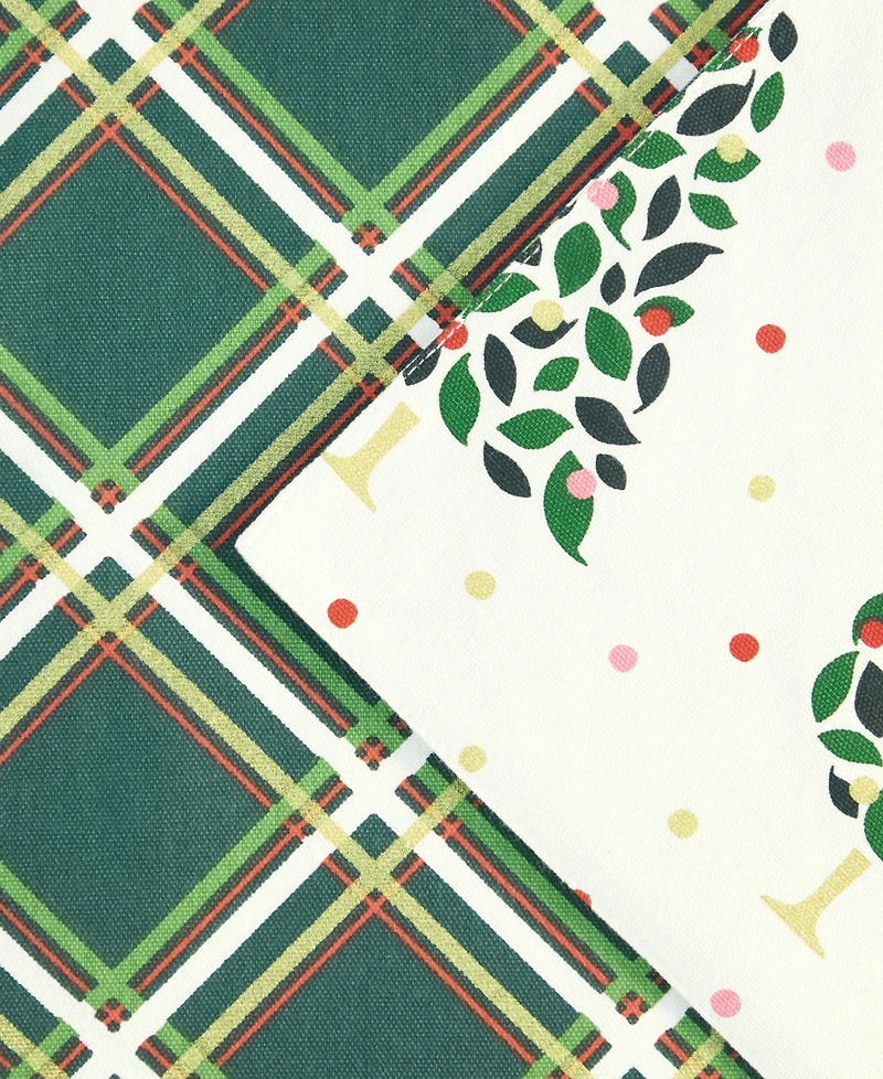 kate spade new york Holiday Confetti Acrobat Plaid Reversible Holiday Table Runner, 15" x 72"