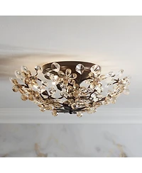 Vienna Full Spectrum Blooms Vintage Ceiling Light Semi Flush Mount Fixture 21" Wide Weathered Brown 5-Light for Bedroom Kitchen Living Room Hallw