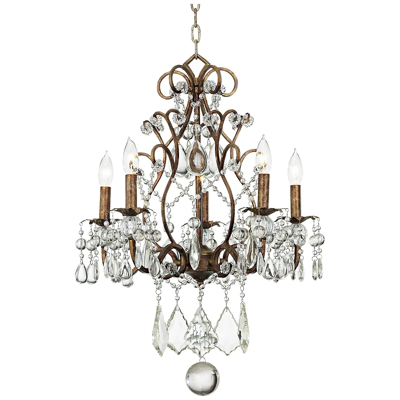 Vienna Full Spectrum Jolie Bronze Pendant Chandelier 19 1/2" Wide French Crystal Beaded 5-Light Fixture for Dining Room House Kitchen Island Bedr