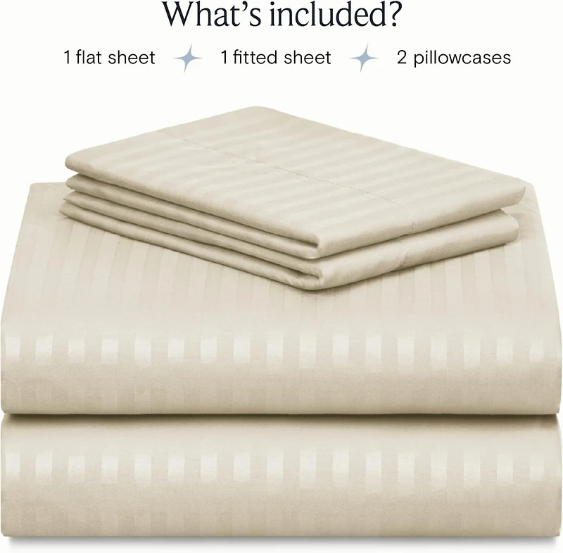 3PC Striped Silky Soft Cooling Deep Pocket Performance Sheet Set