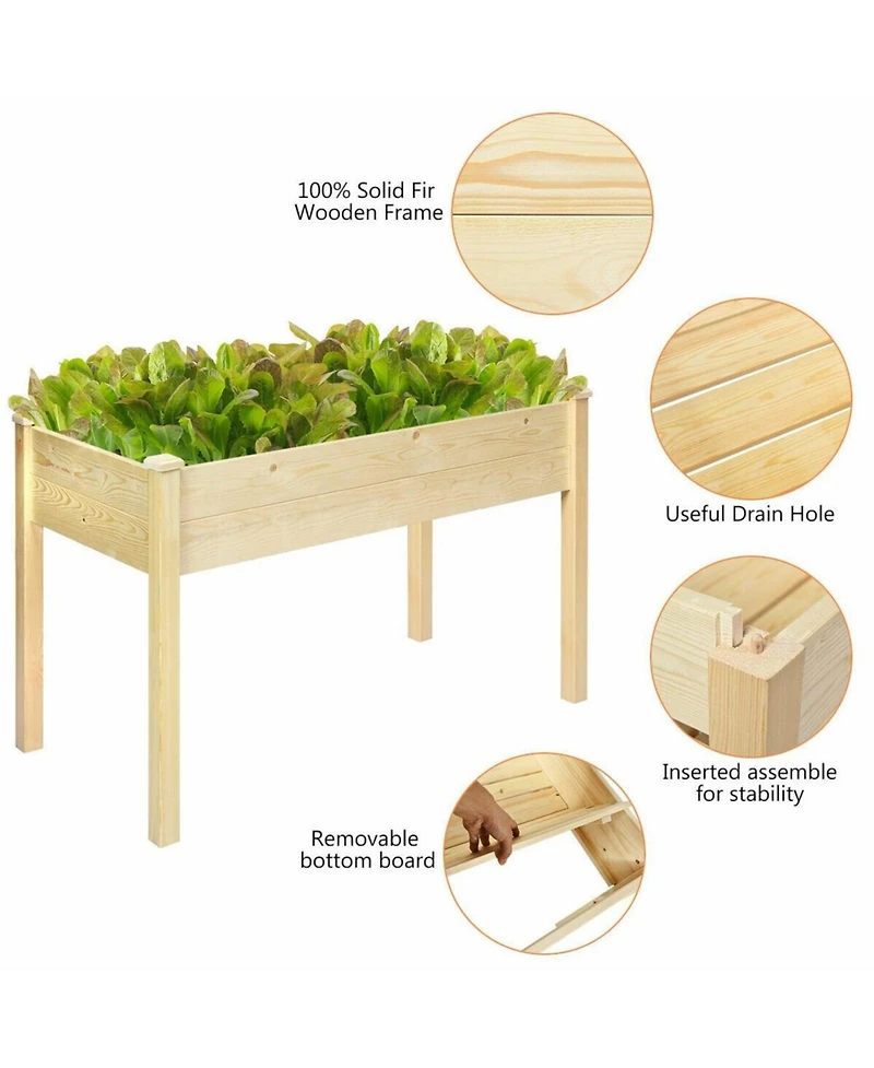 Wooden Raised Vegetable Garden Elevated Grow Vegetable Planter