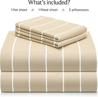 4PC Striped Silky Soft Cooling Deep Pocket Performance Sheet Set