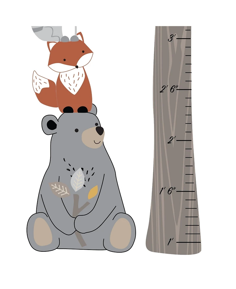 Lambs & Ivy Woodland Forest Tree with Animals Kids Growth Chart Wall Decals