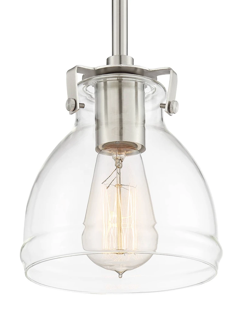 Possini Euro Design Bellis Brushed Nickel Mini Pendant Light 6 1/2" Wide Modern Industrial Clear Glass Shade for Dining Room Home Foyer Kitchen I