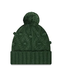 Big Girls New Era Green Green Bay Packers Toasty Cuffed Knit Hat with Pom