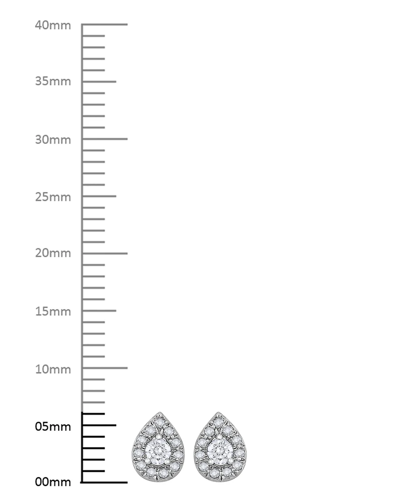 Diamond Pear-Shaped Halo Stud Earrings (1/4 ct. t.w.) in 14k White Gold