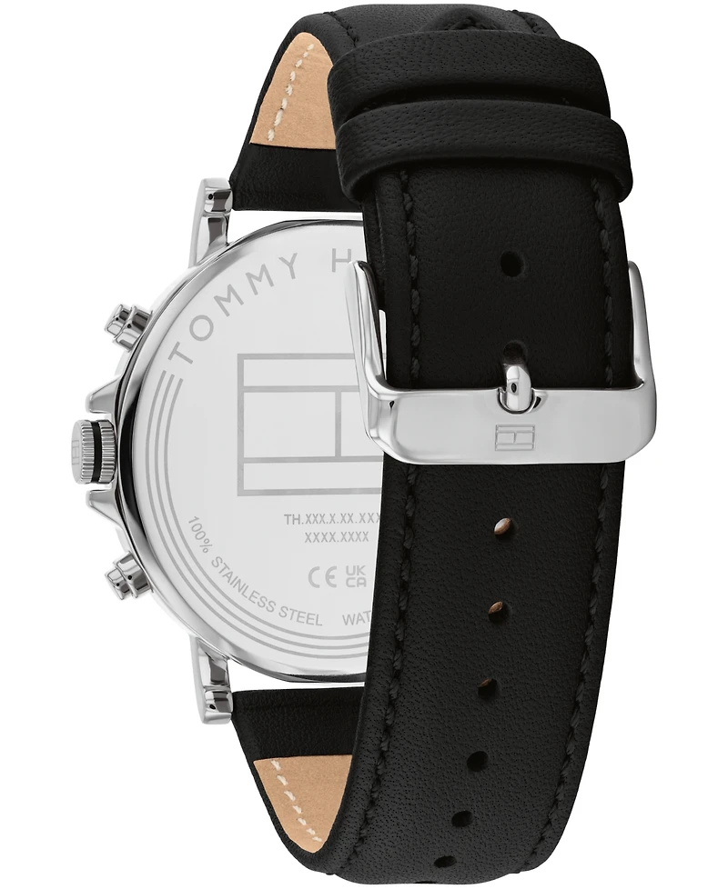 Tommy Hilfiger Men's Multifunction Black Leather Watch 43mm