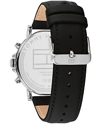 Tommy Hilfiger Men's Multifunction Black Leather Watch 43mm
