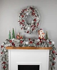 Northlight 9' x 12' Pre-Lit Snowy Bristle Pine Artificial Christmas Garland, Clear Lights