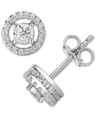 TruMiracle Diamond Halo Stud Earrings (1/2 ct. t.w.) in 14k White Gold